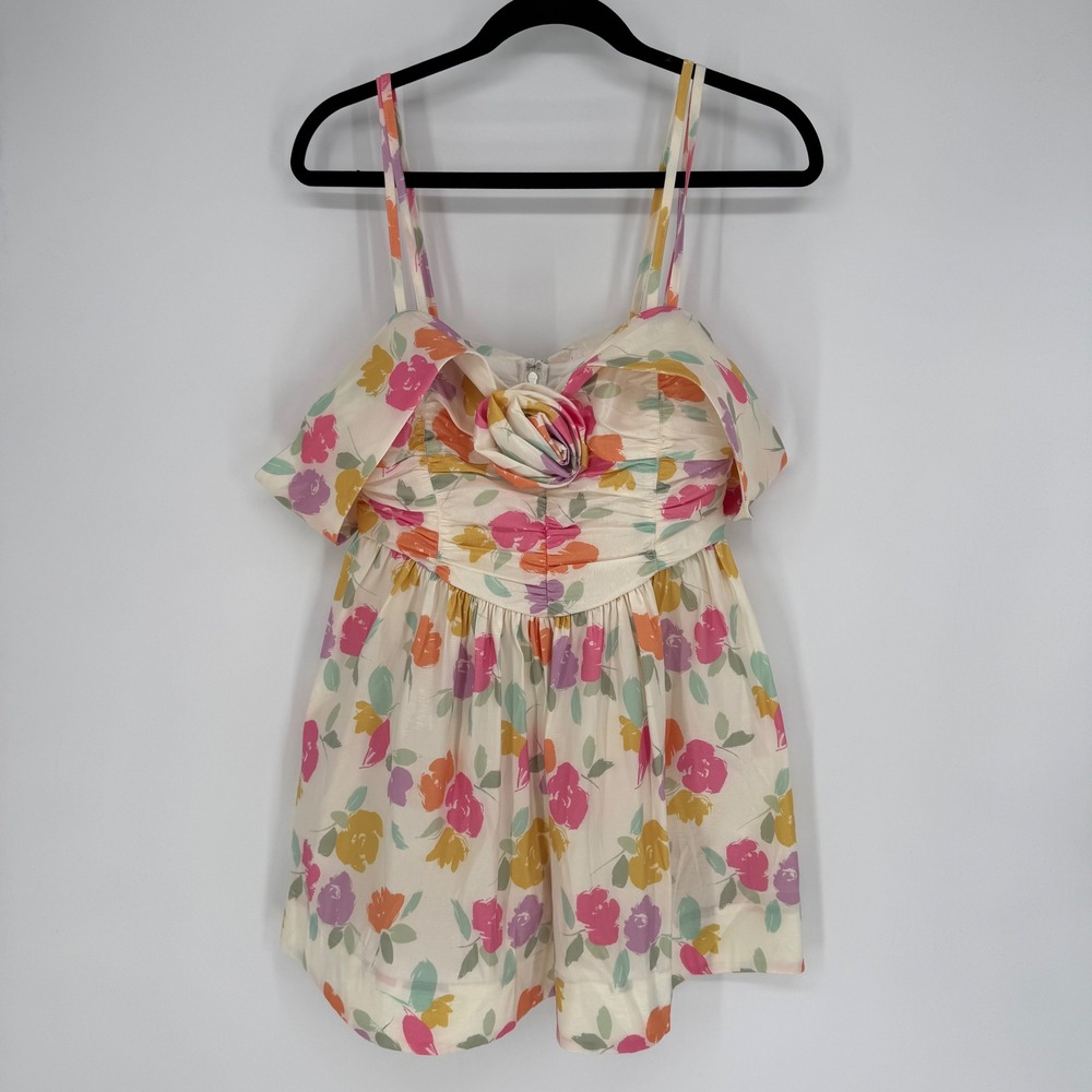 FOR LOVE & LEMONS JOHANNES FLORAL MINI DRESS MEDIUM NWT ROSETTE OFF THE SHOULDER